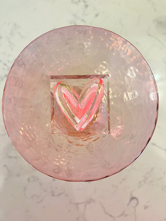 Pink Heart Lucite Block