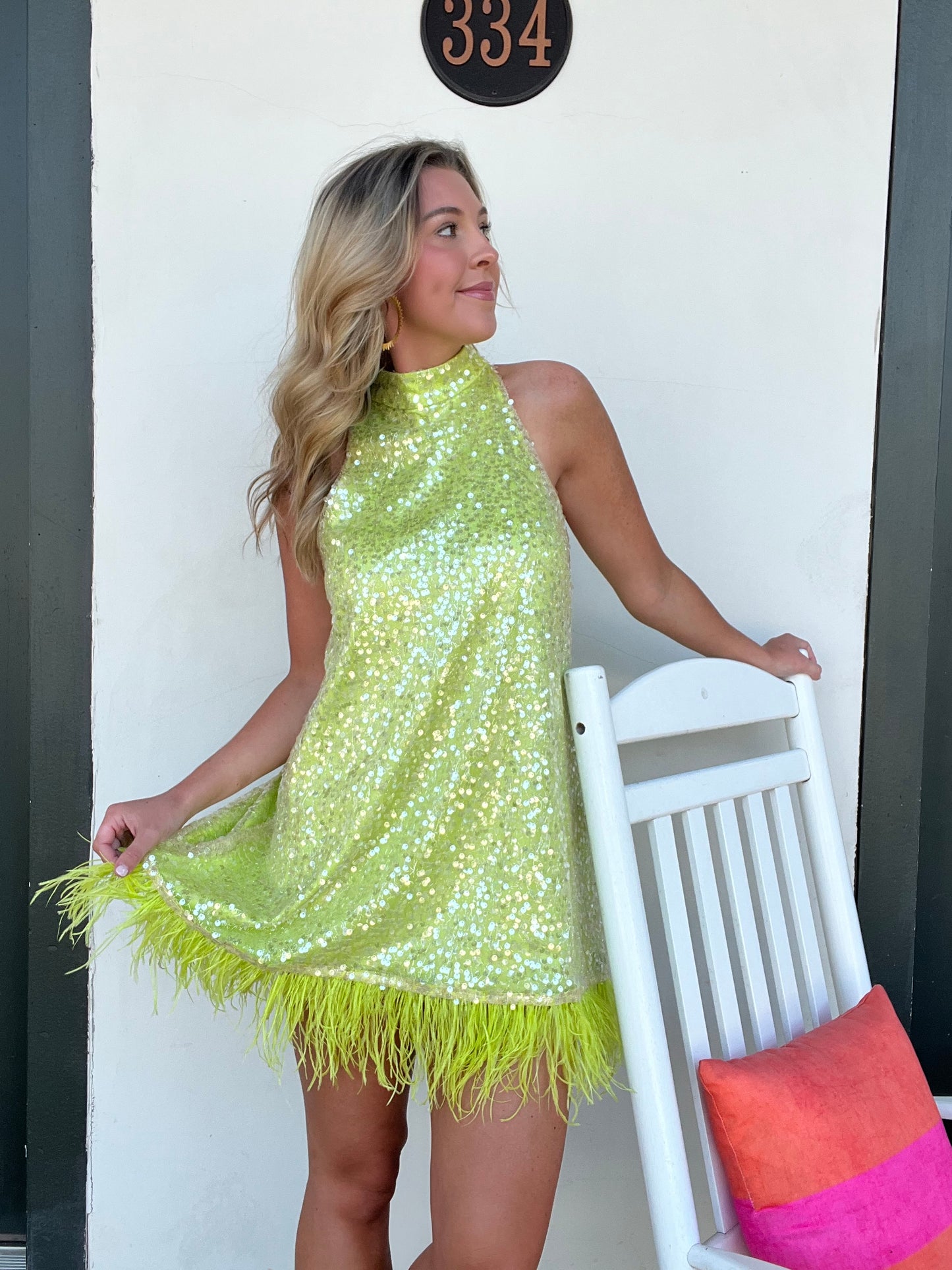 Lime Shimmer Cocktail Dress