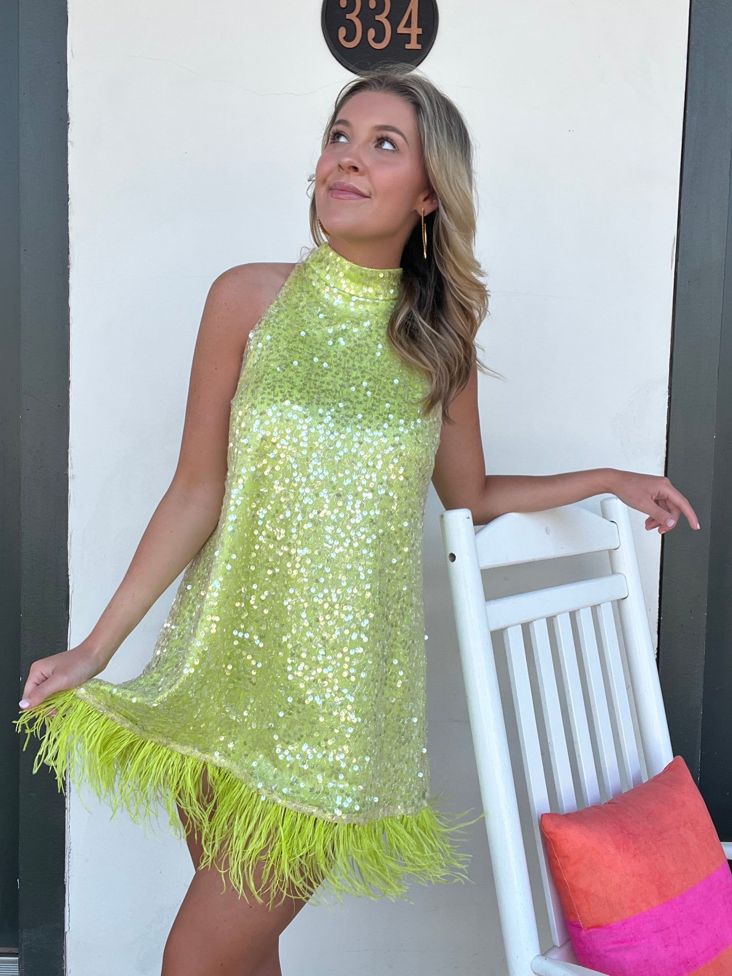 Lime Shimmer Cocktail Dress