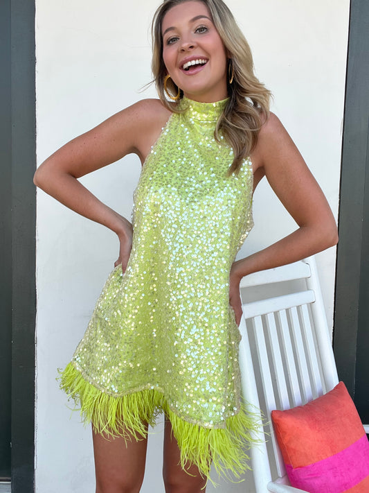 Lime Shimmer Cocktail Dress