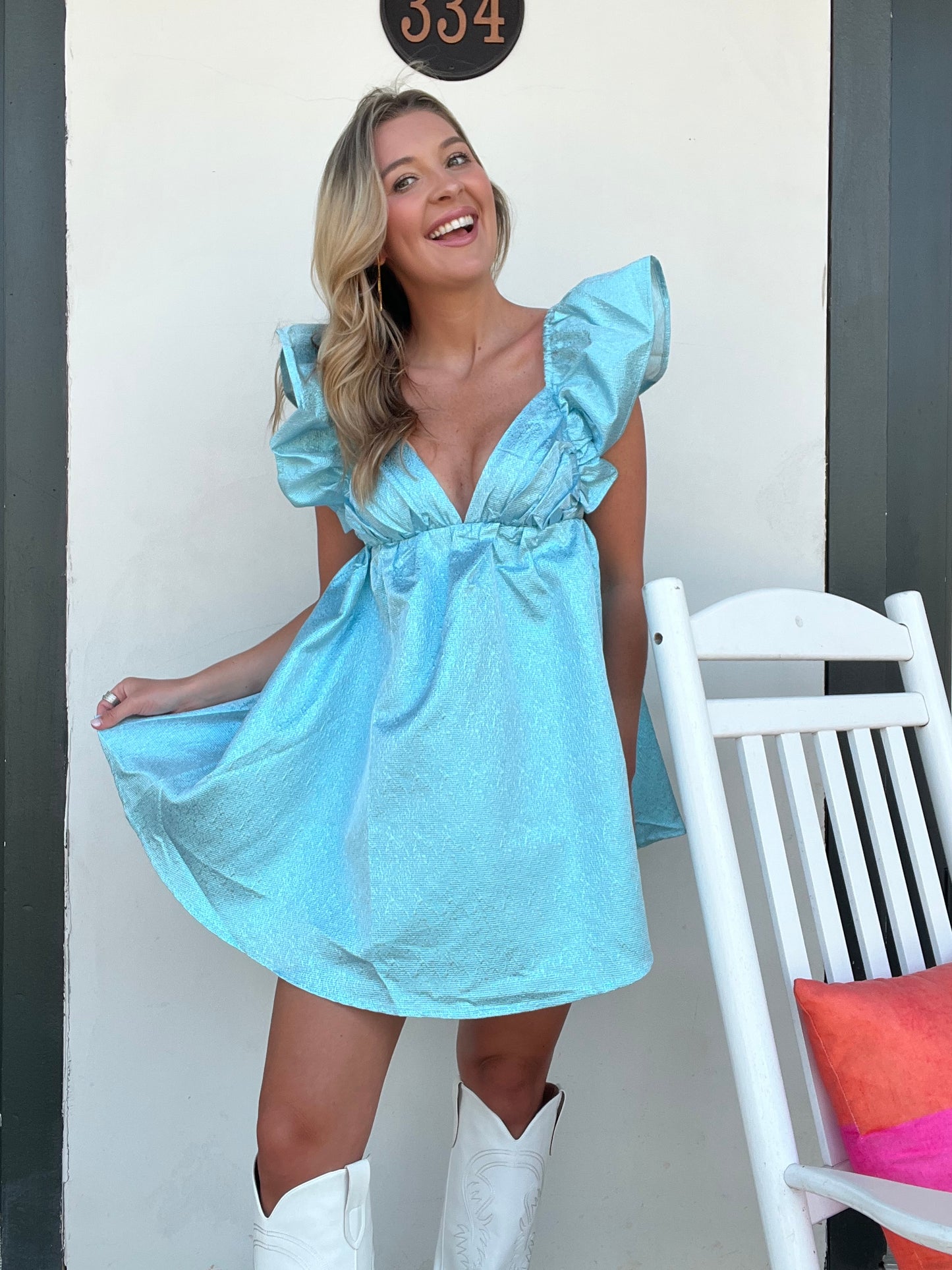 Buddy Love Shimmer Ruffle Dress