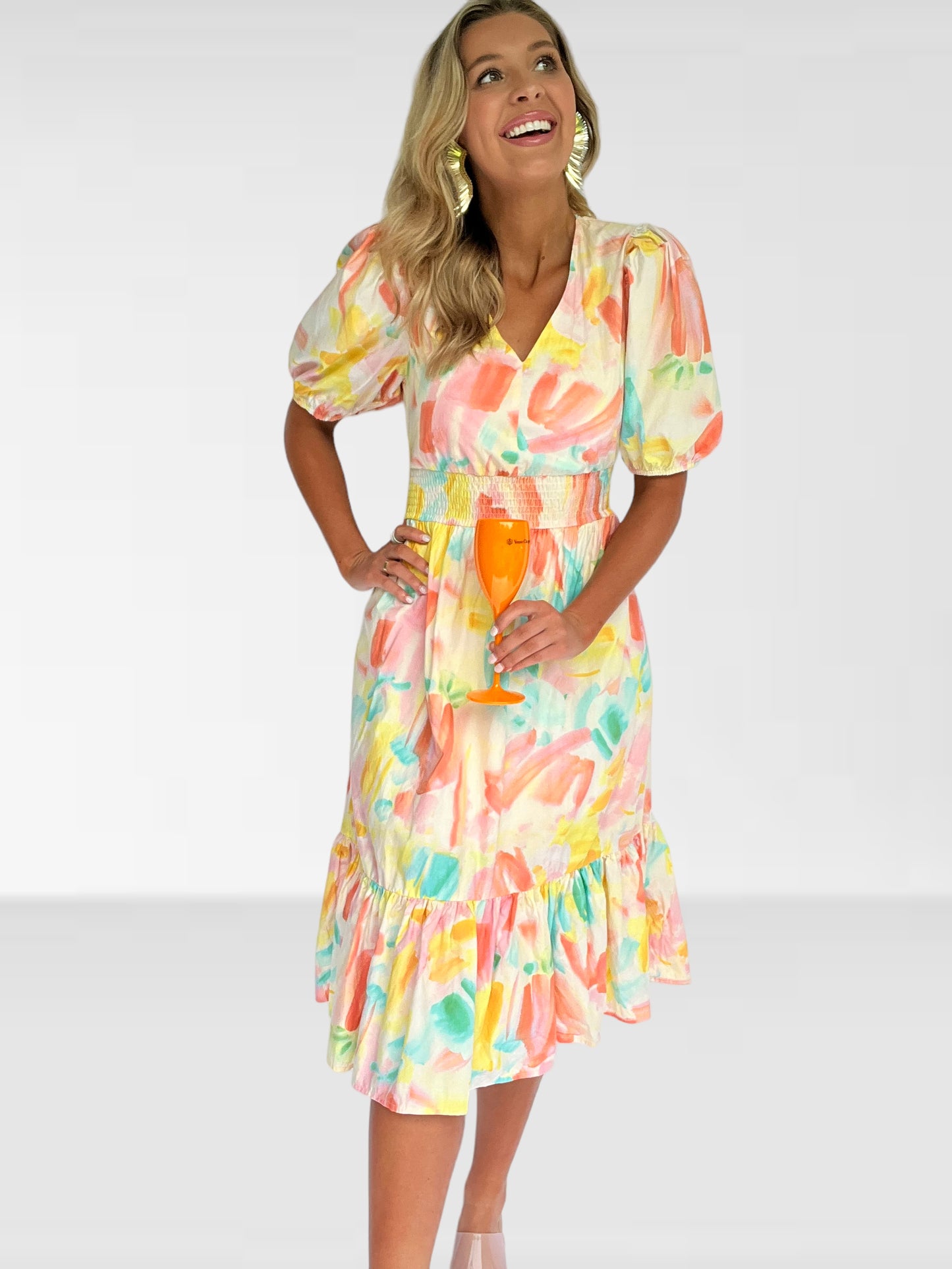 Pastel Watercolor Midi Dress
