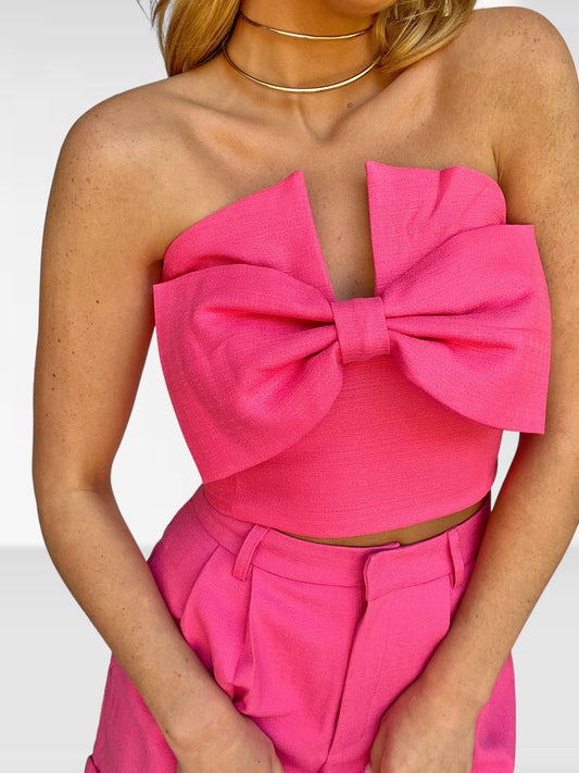 Pink Bow Crop Top