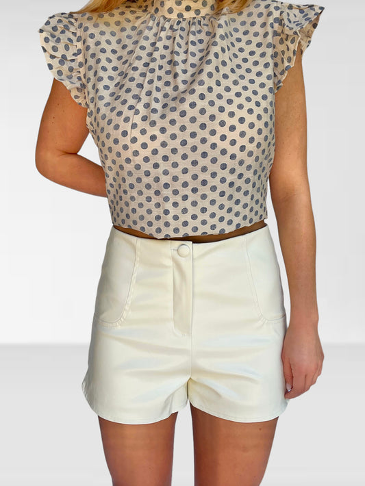 Ivory Faux Leather Shorts