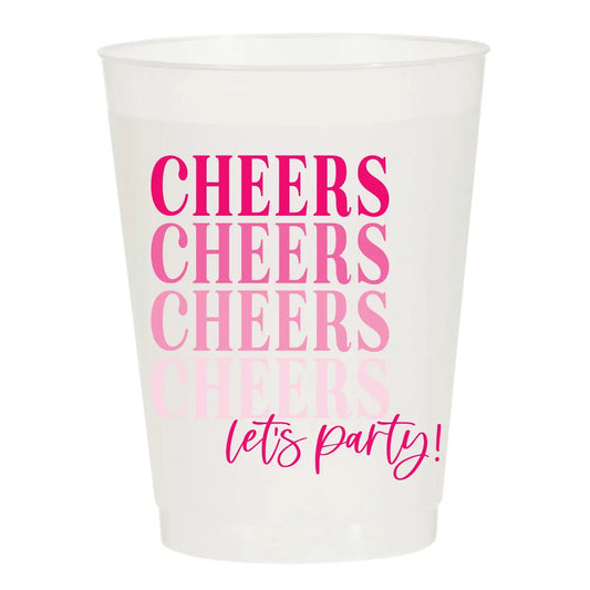 Cheers, Let's Party Pink Ombre Frosted Cups