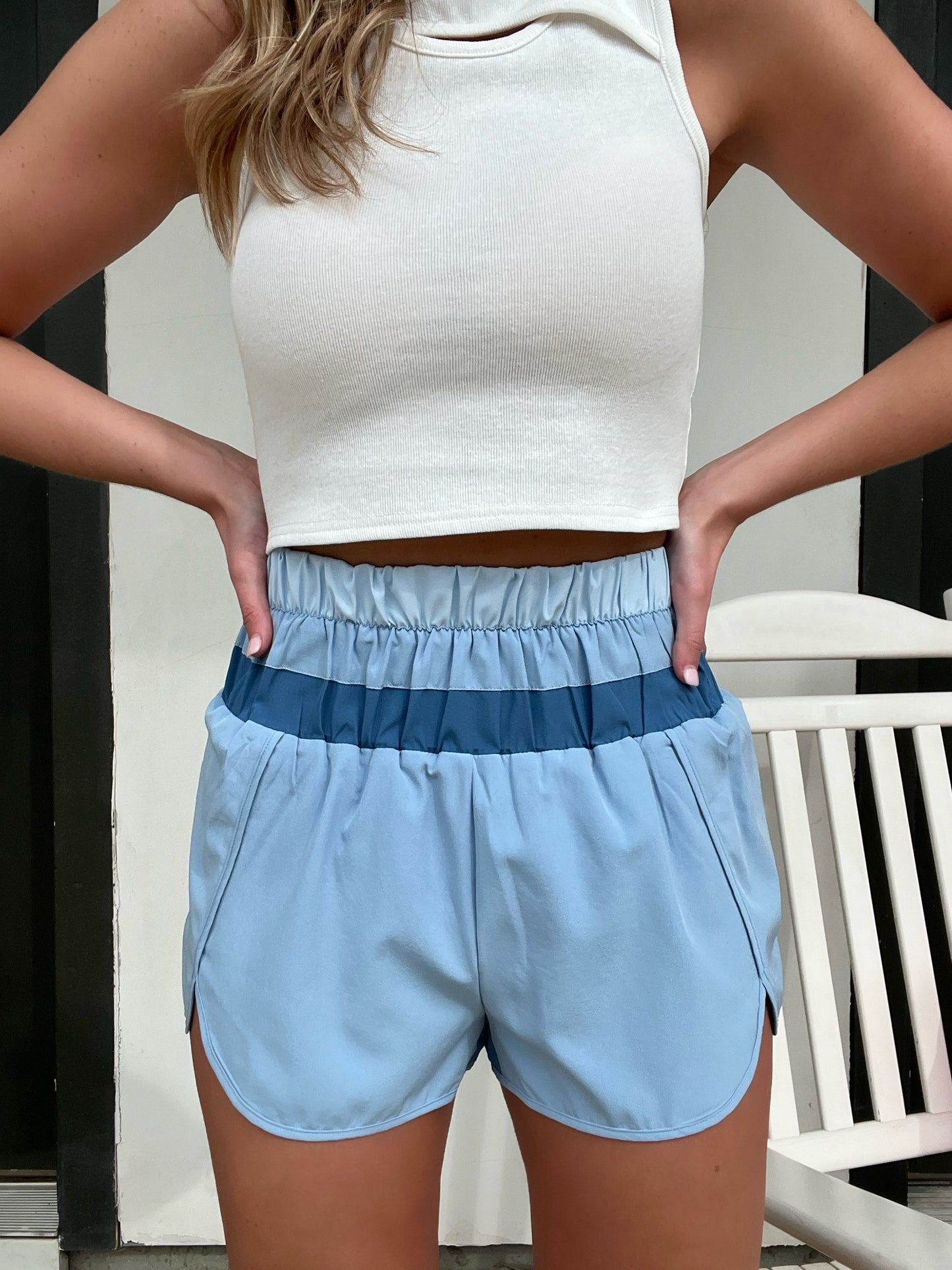 Sky Blue Ombre Athleisure Shorts