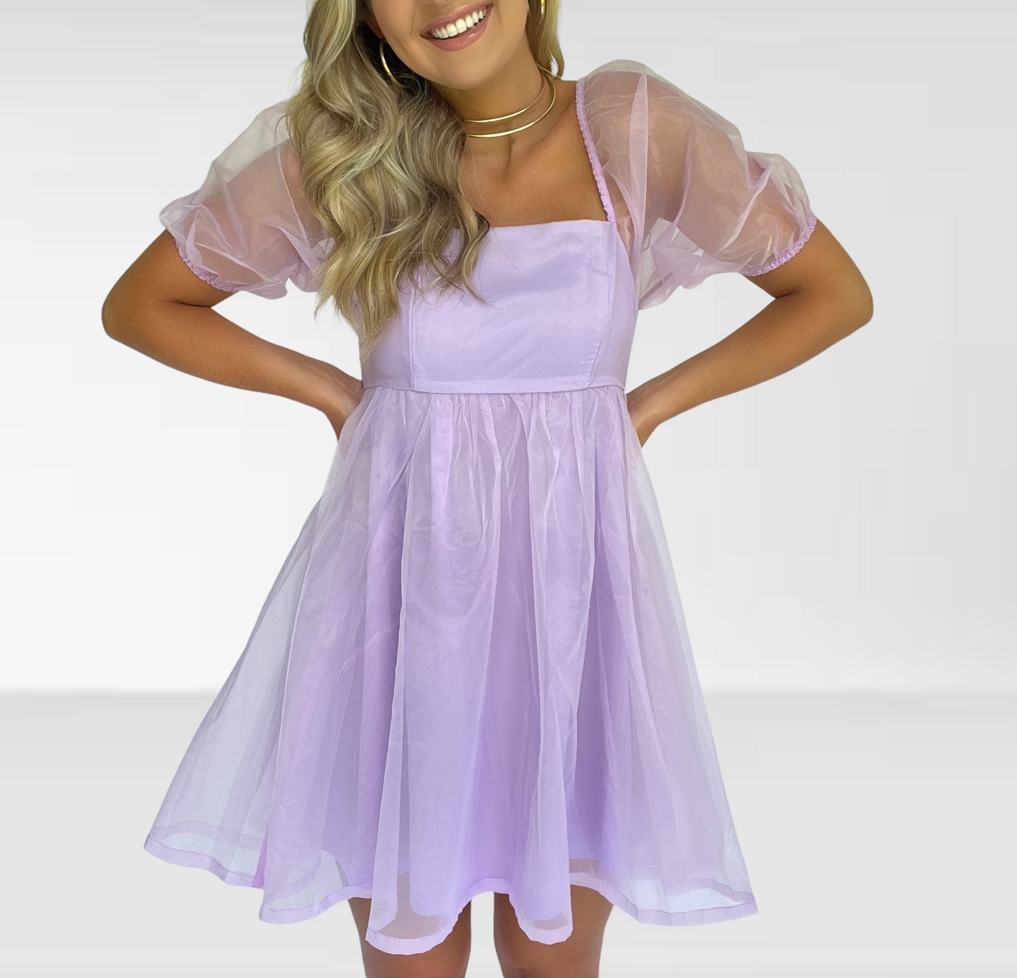 Lilac Puff Sleeve Dress
