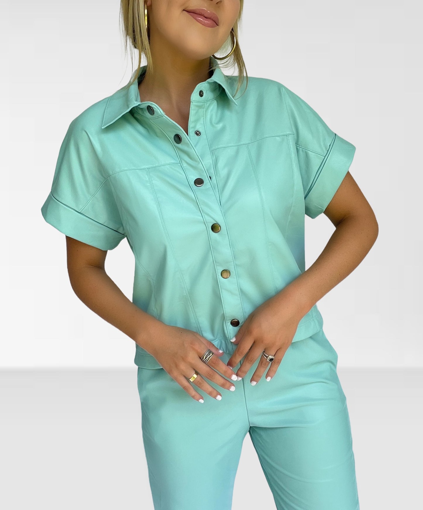 Mint Leather Top