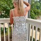 Silver Petal Party Dress