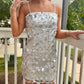 Silver Petal Party Dress