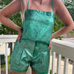 Emerald Green Metallic Linen Shorts