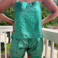 Emerald Green Metallic Linen Shorts