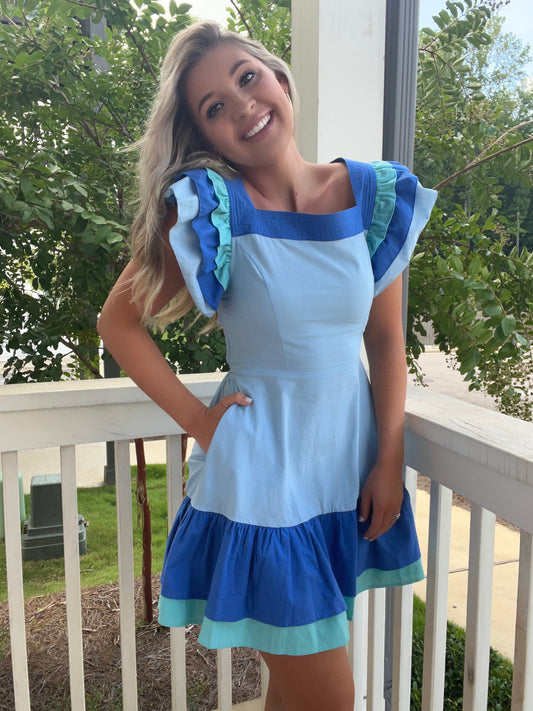 Colorblock Ruffle Dress