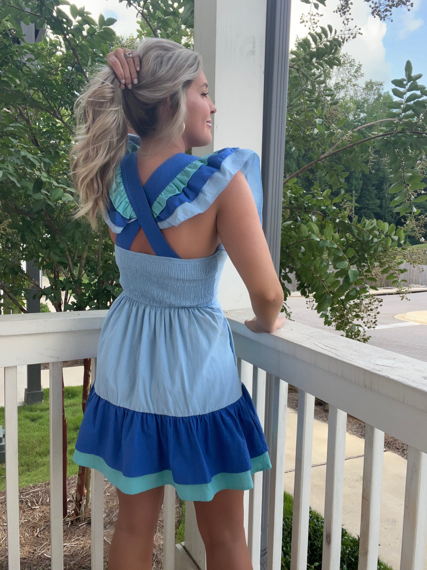 Colorblock Ruffle Dress