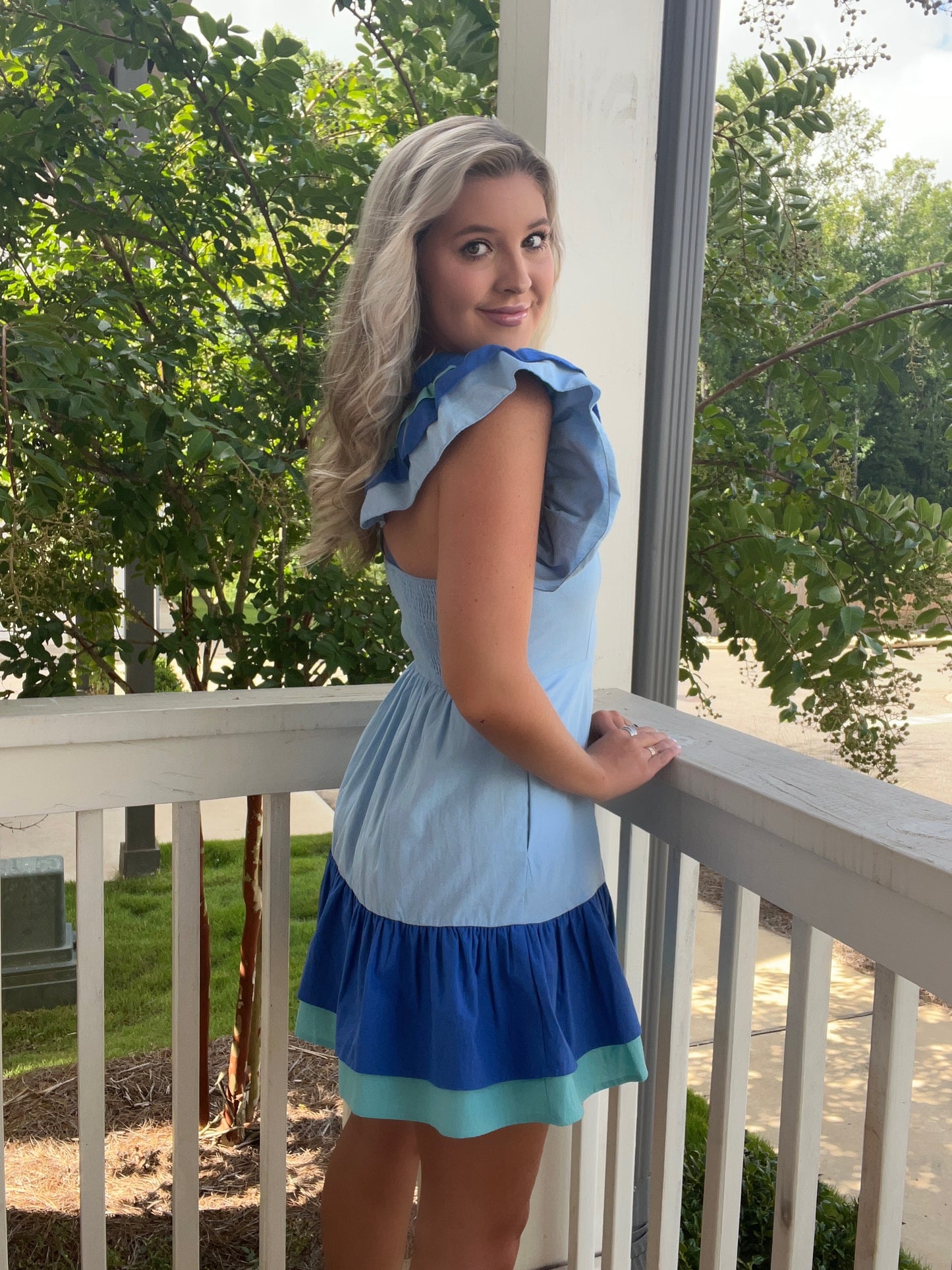 Colorblock Ruffle Dress