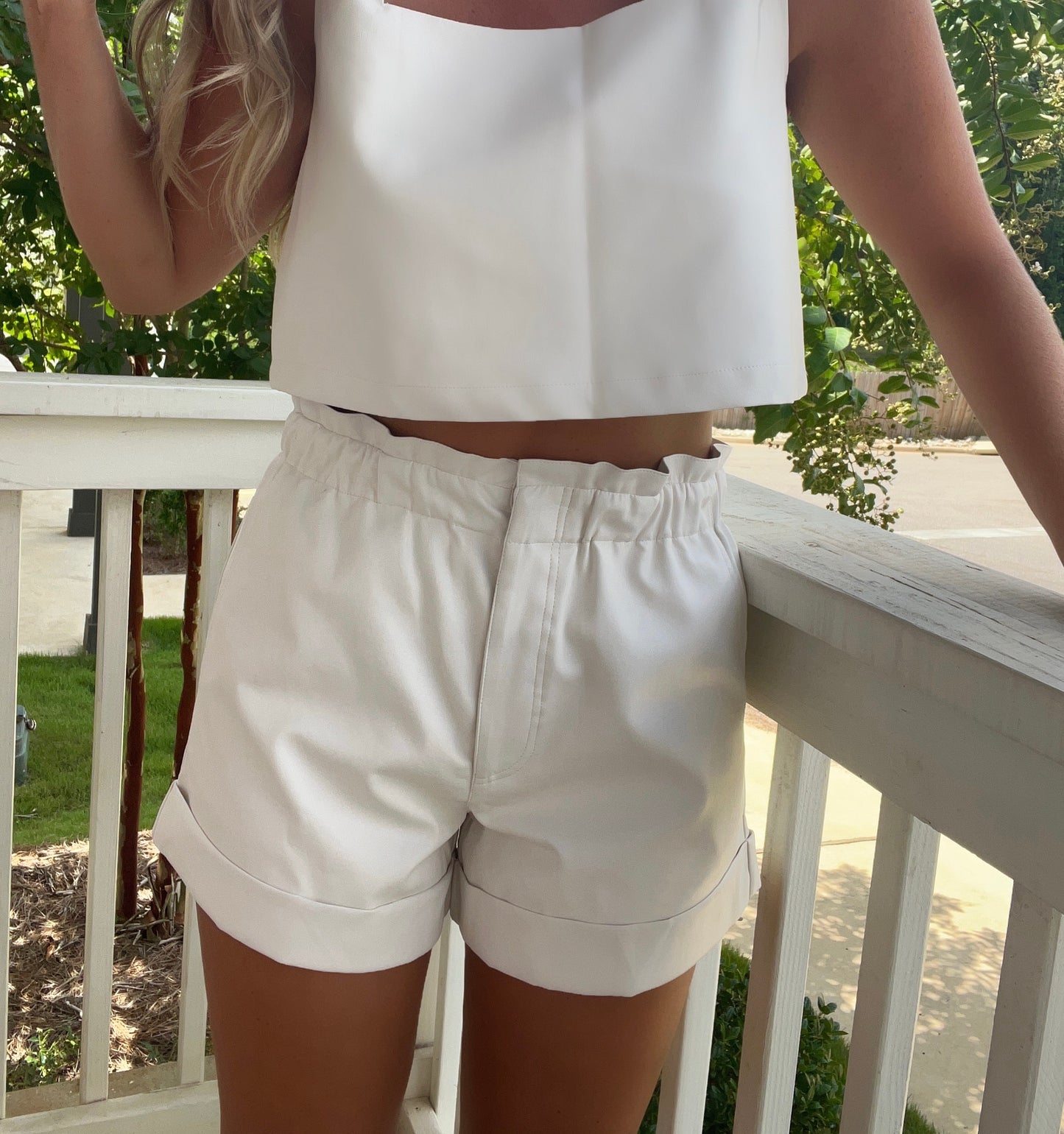 Buddy Love White Leather Shorts