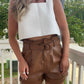 Camel Leather Shorts