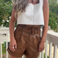 Camel Leather Shorts