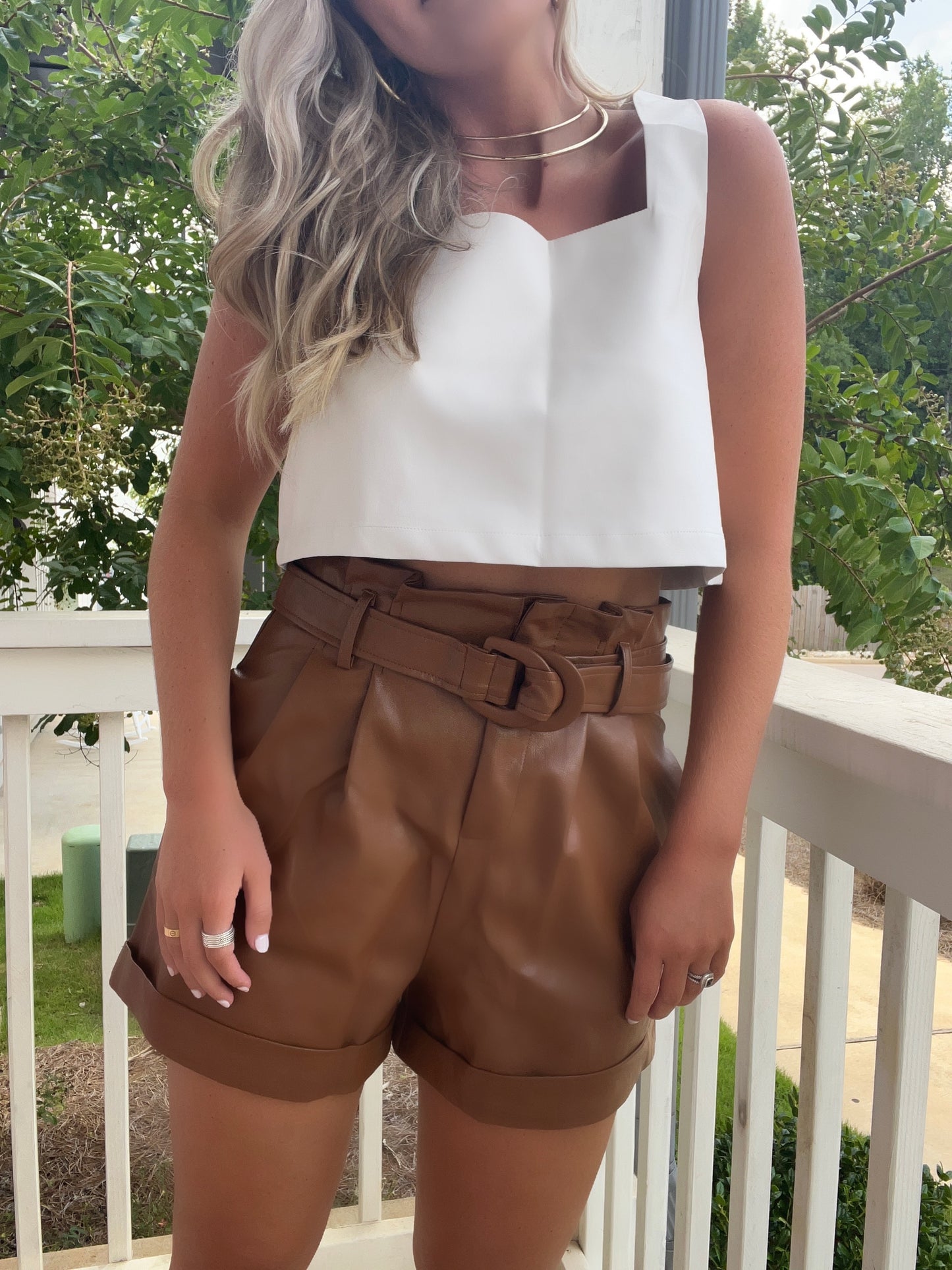 Camel Leather Shorts