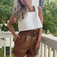 Camel Leather Shorts