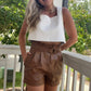 Camel Leather Shorts