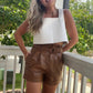 Camel Leather Shorts