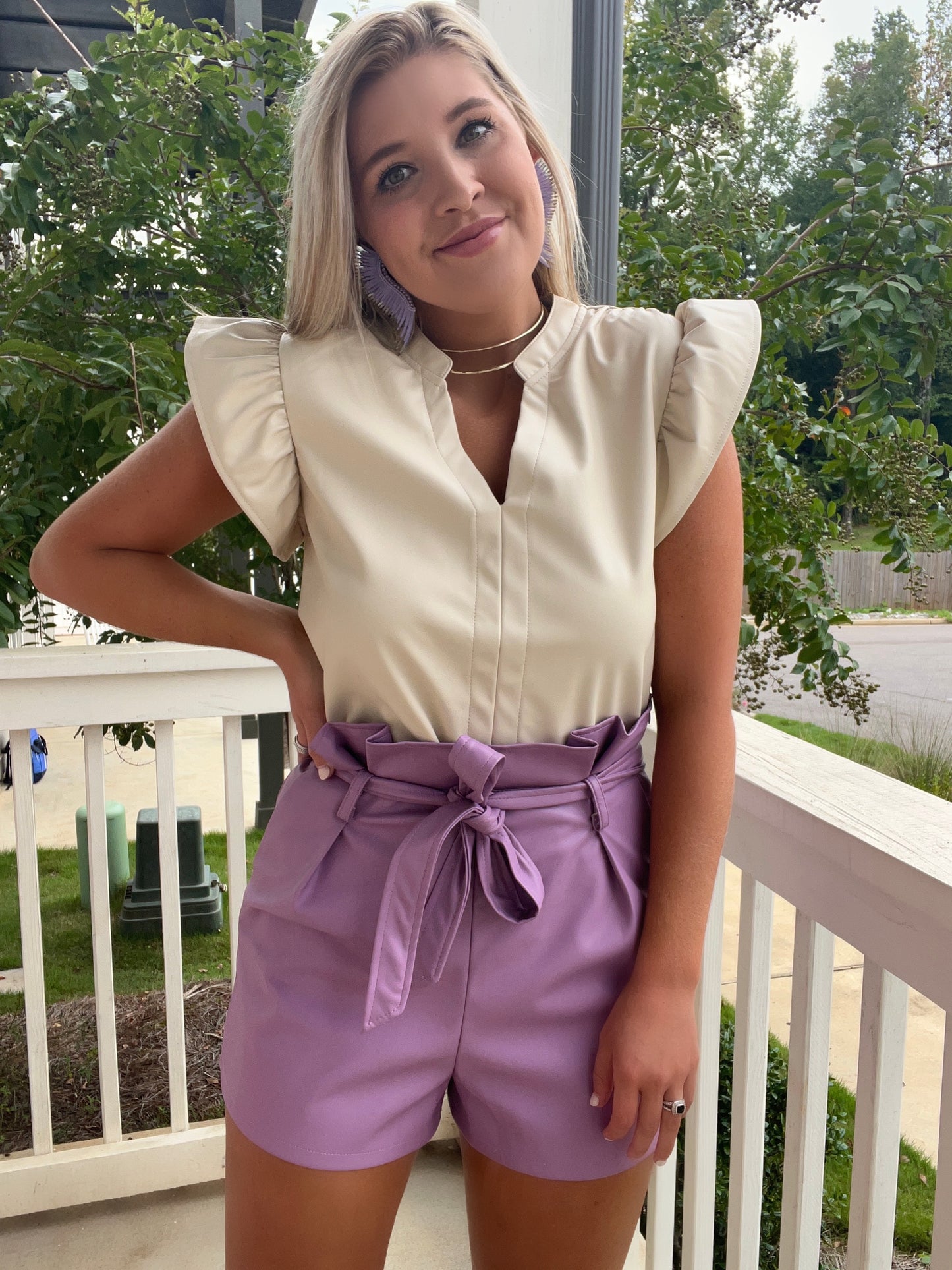 Lavender Leather Shorts