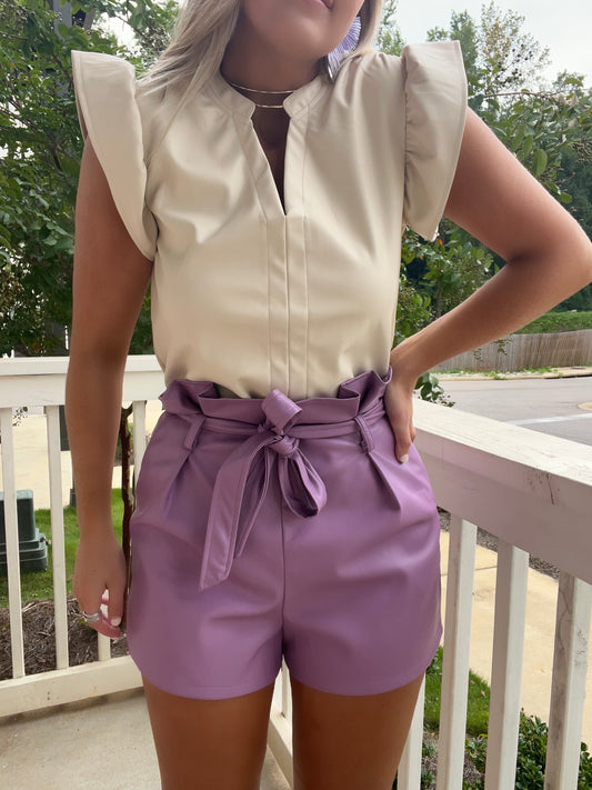 Lavender Leather Shorts