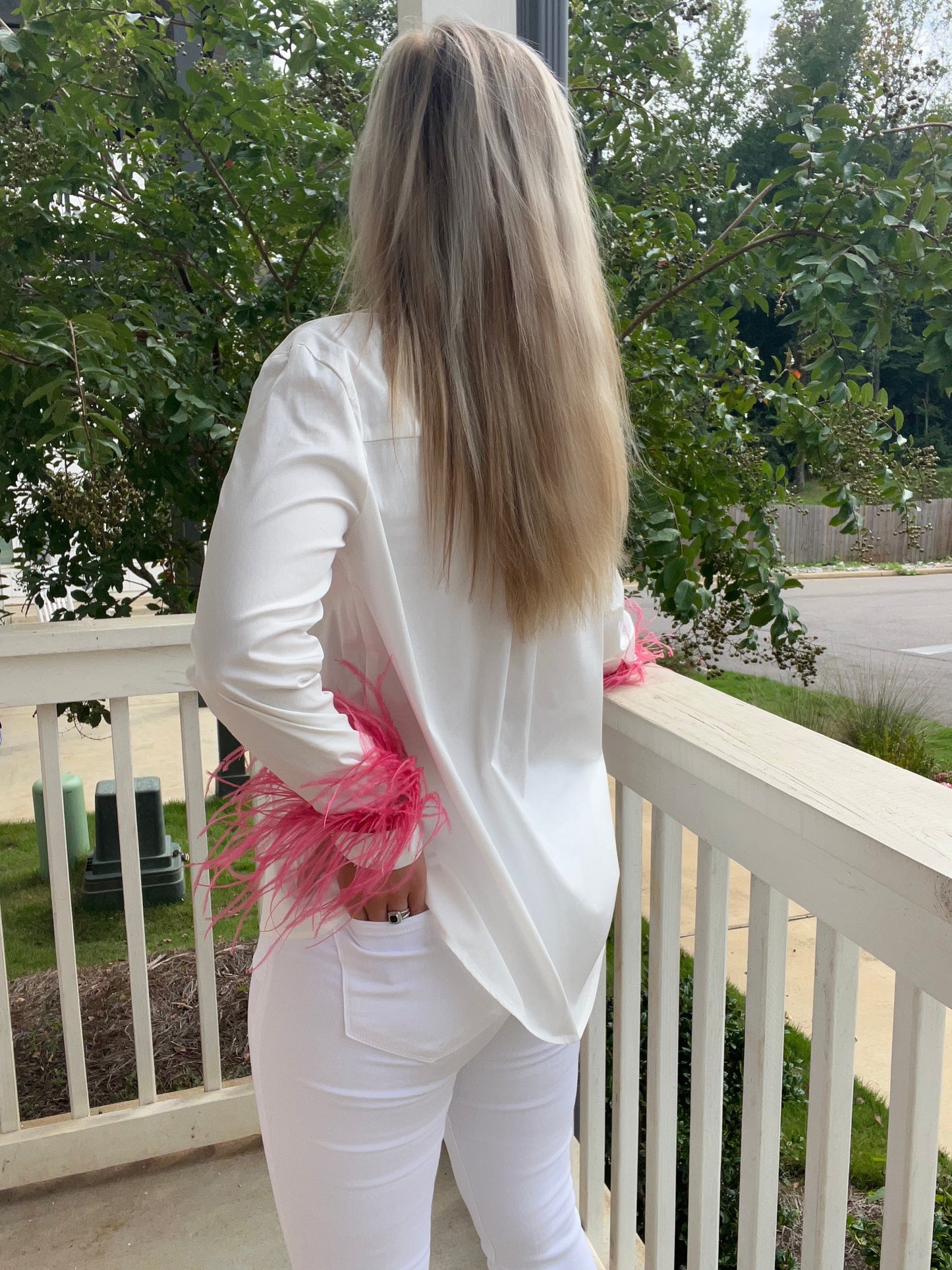 Flirty Feather Button Down Shirt