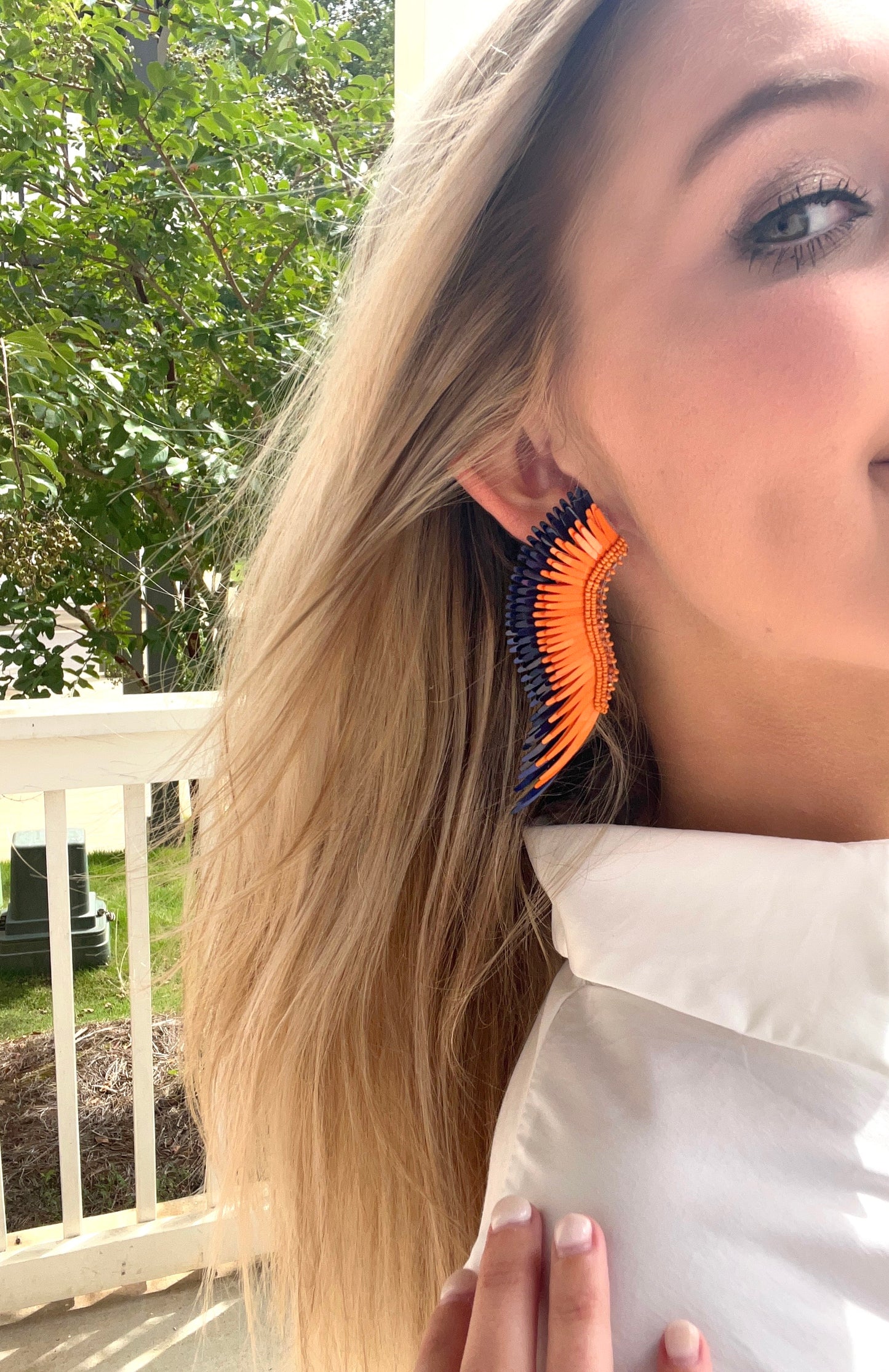 Mignonne Gavigan Orange/Navy Madeline Earrings