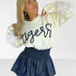 Queen of Sparkles Navy Leather Swing Shorts