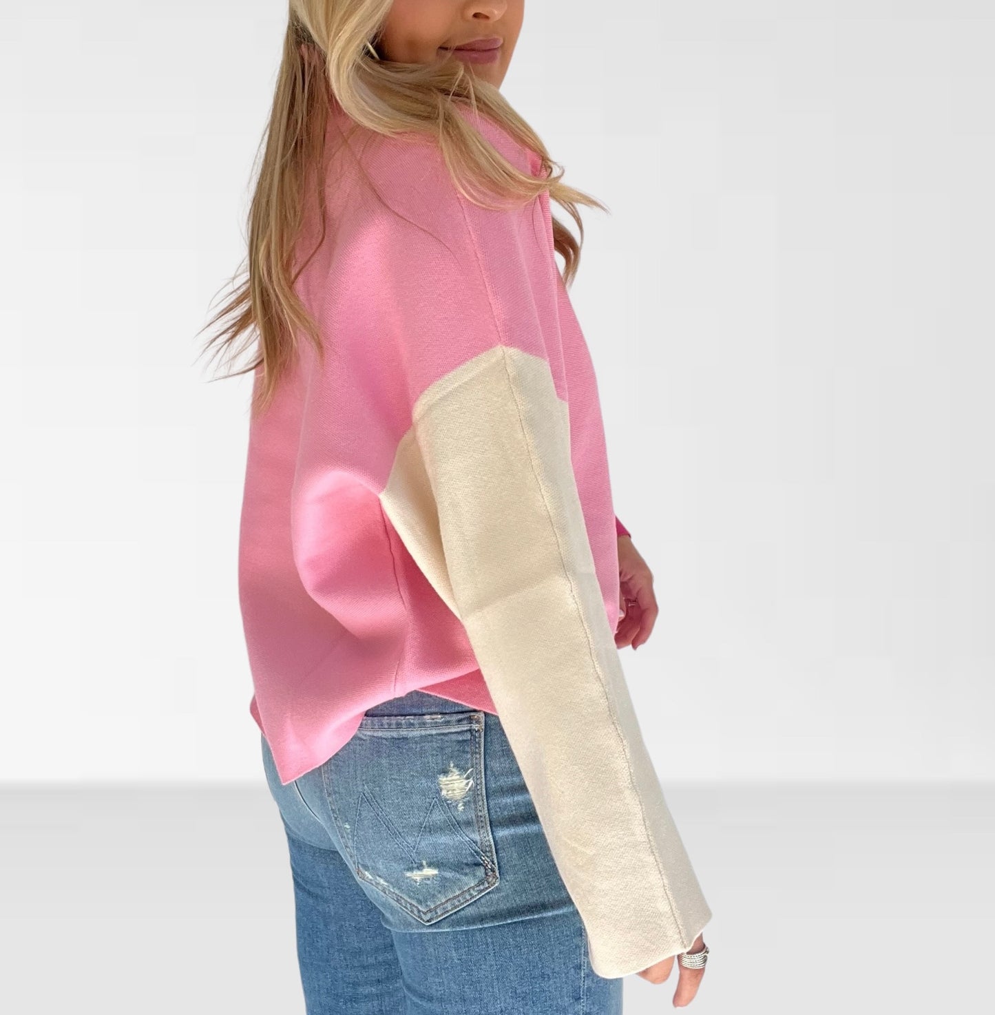 Pink Colorblock Sweater