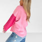 Pink Colorblock Sweater