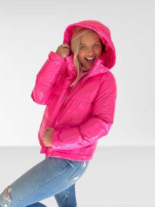 Pink Patent Puffer