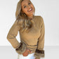 Camel Fur Cuff Sweater