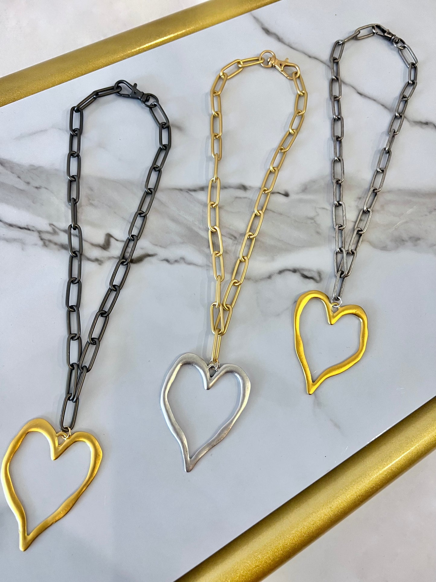 Gold Statement Heart Necklace