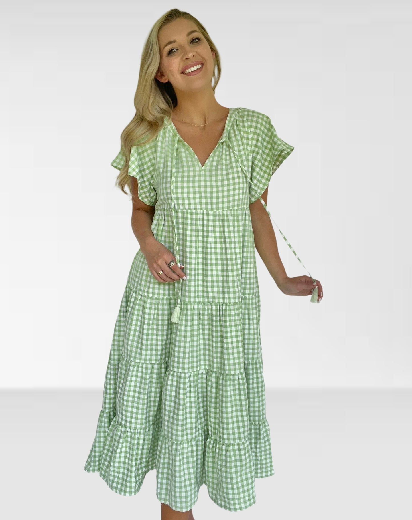 Gingham Tiered Maxi Dress