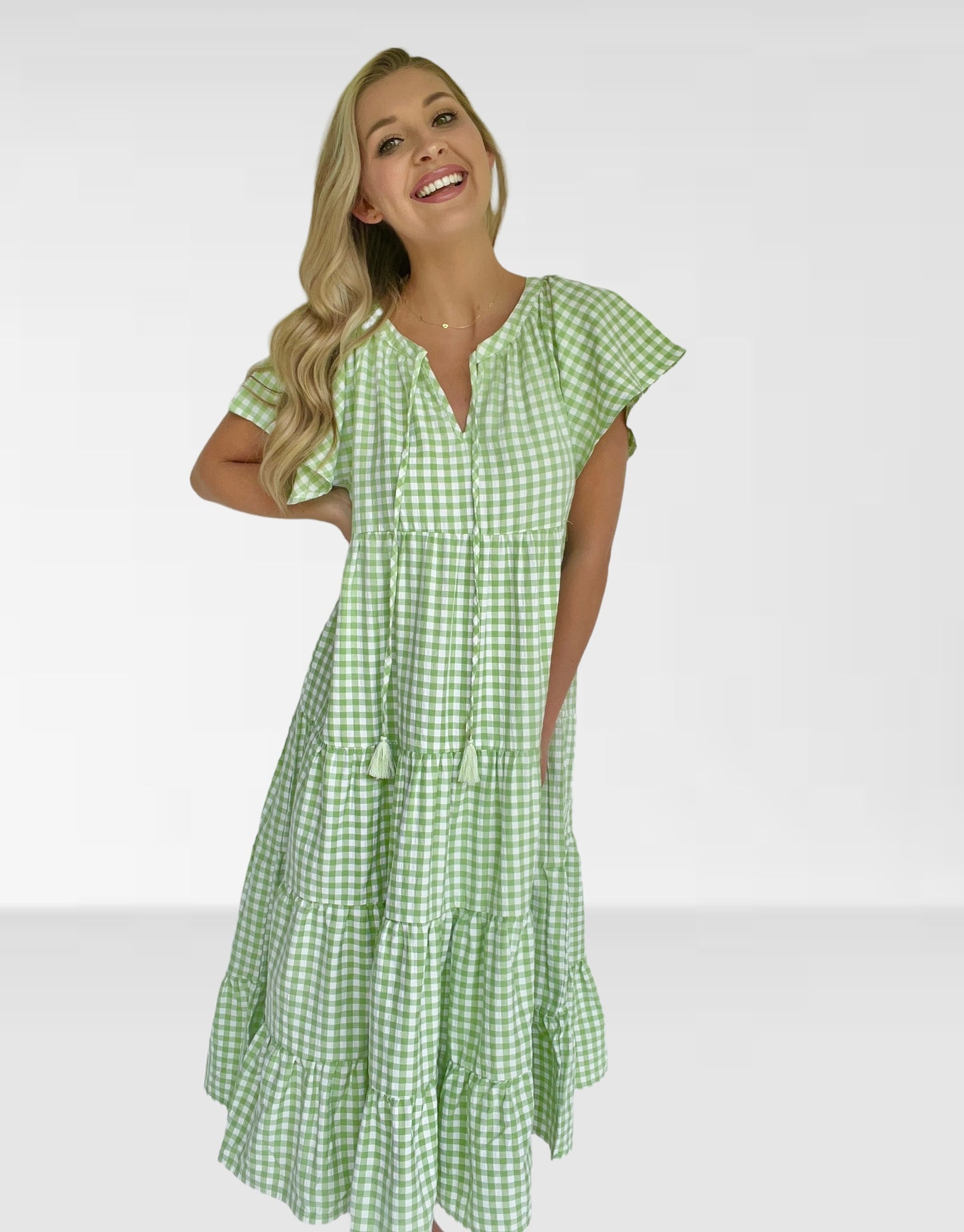 Gingham Tiered Maxi Dress