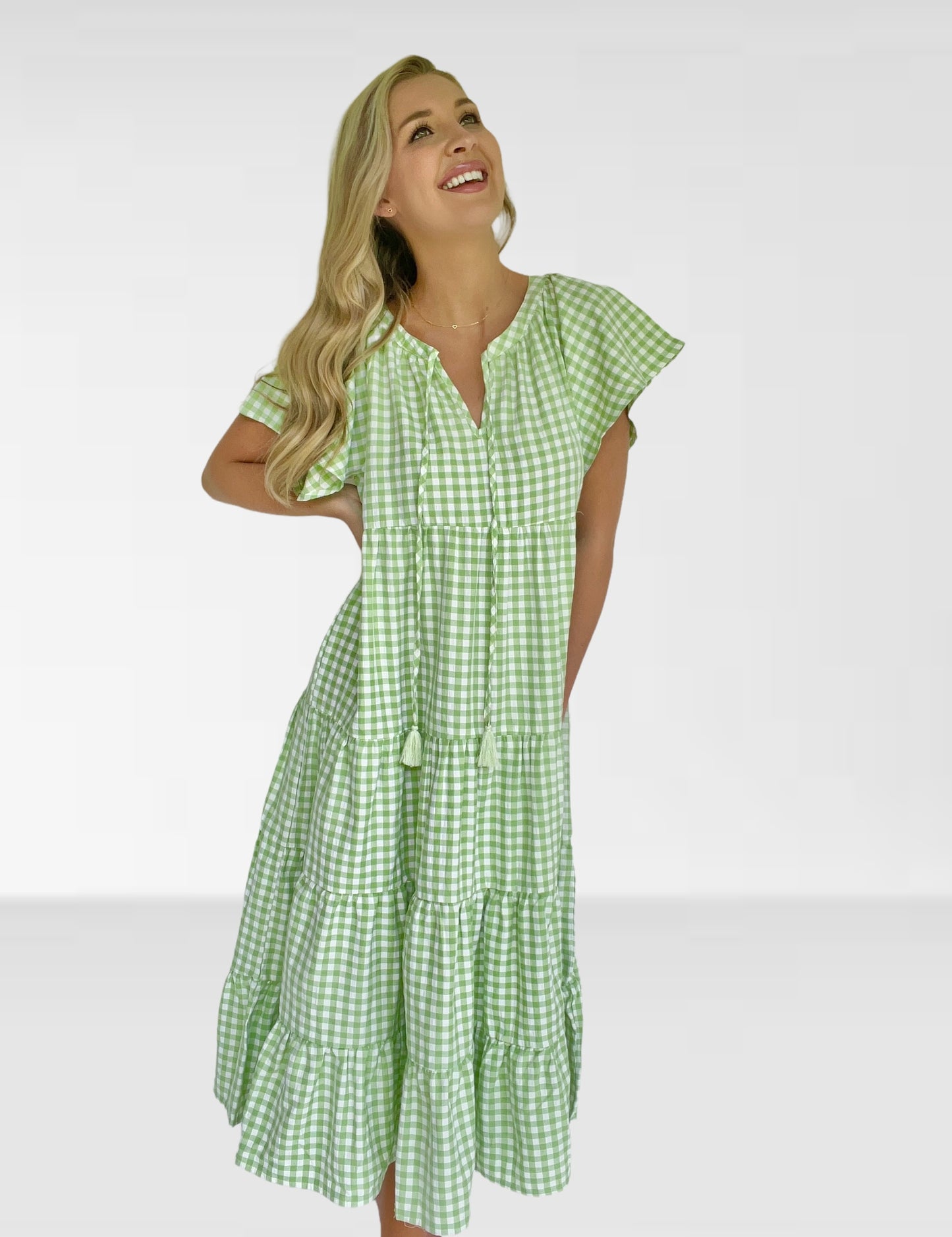 Gingham Tiered Maxi Dress