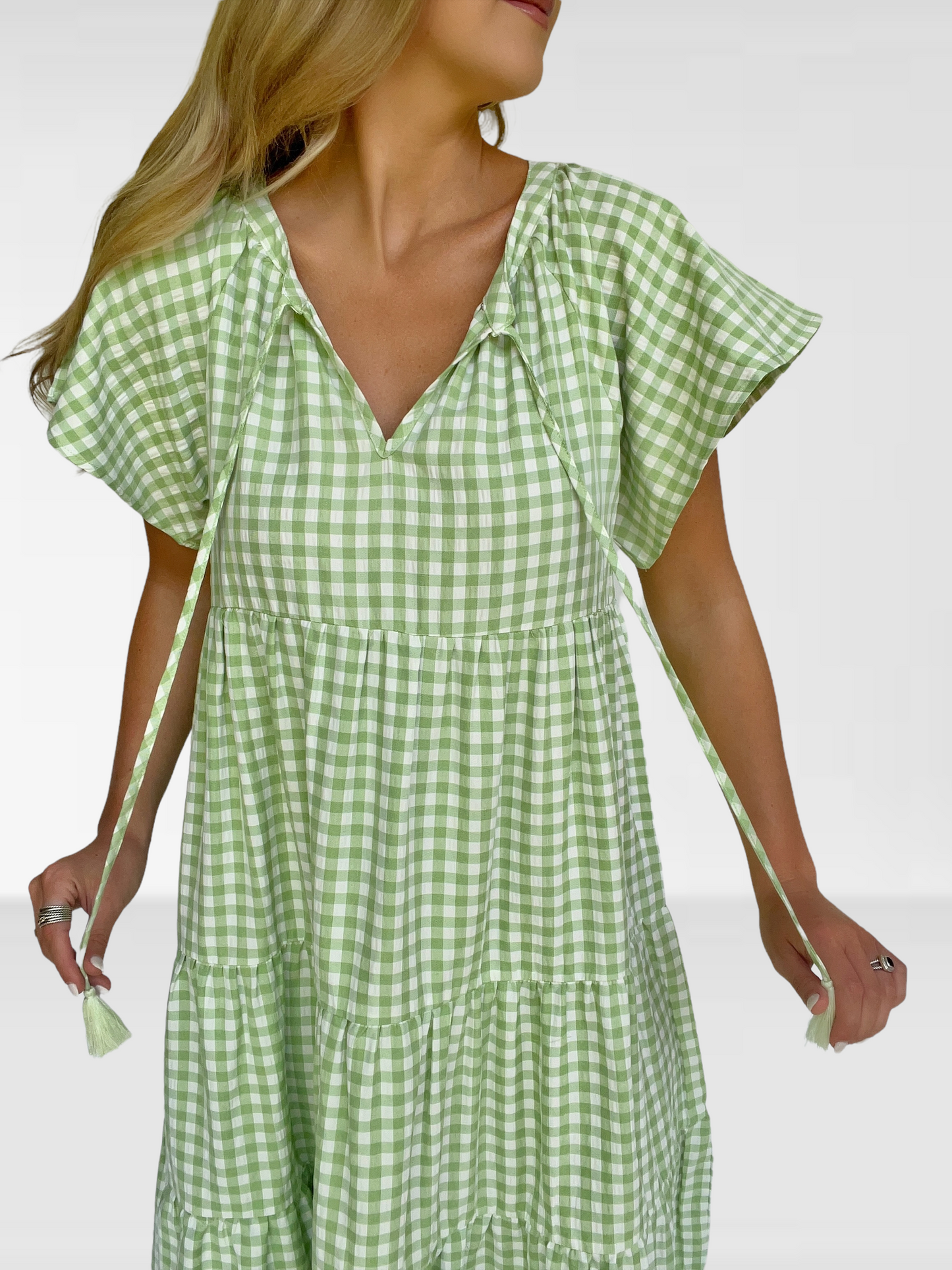 Gingham Tiered Maxi Dress