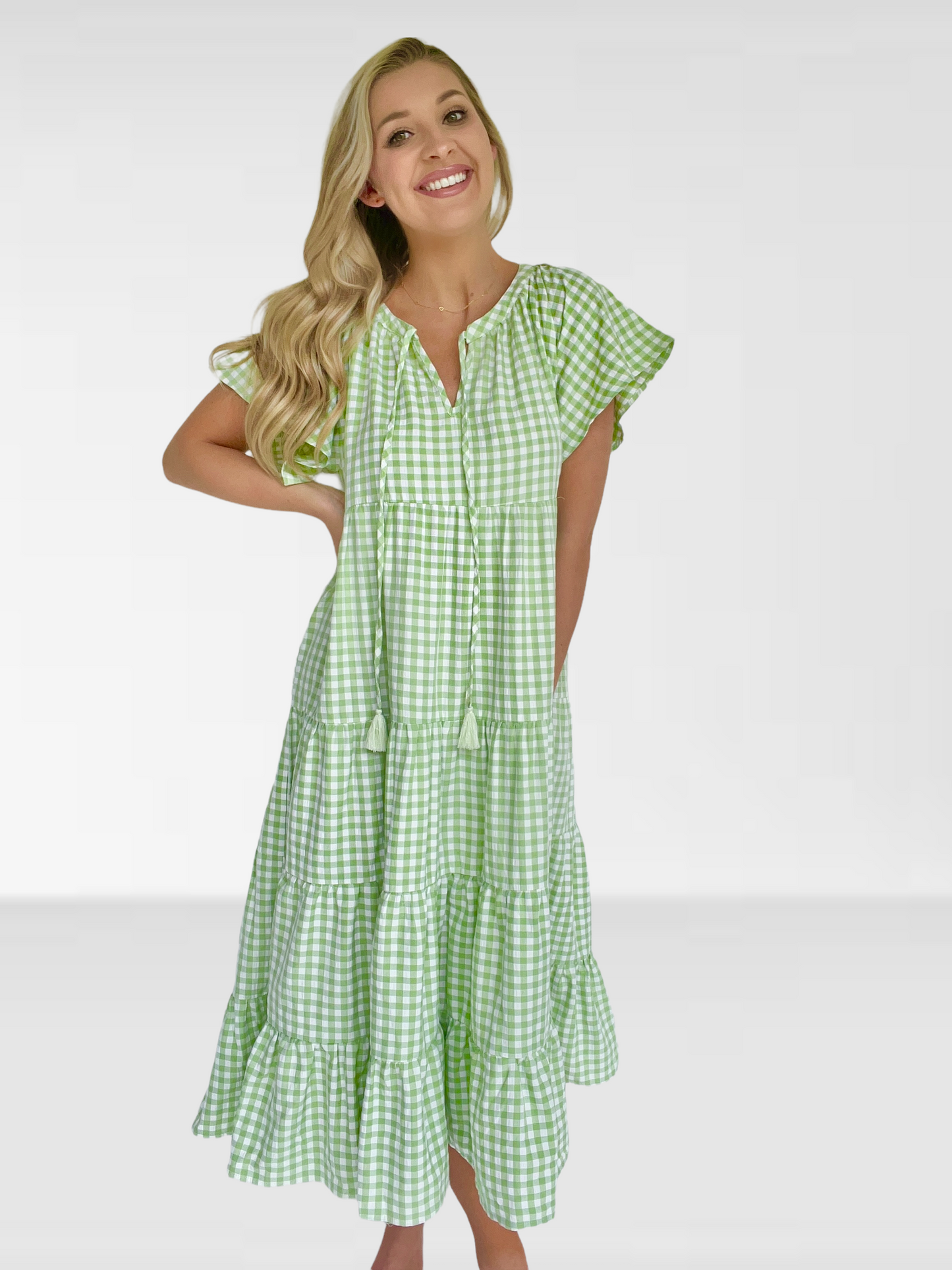 Gingham Tiered Maxi Dress