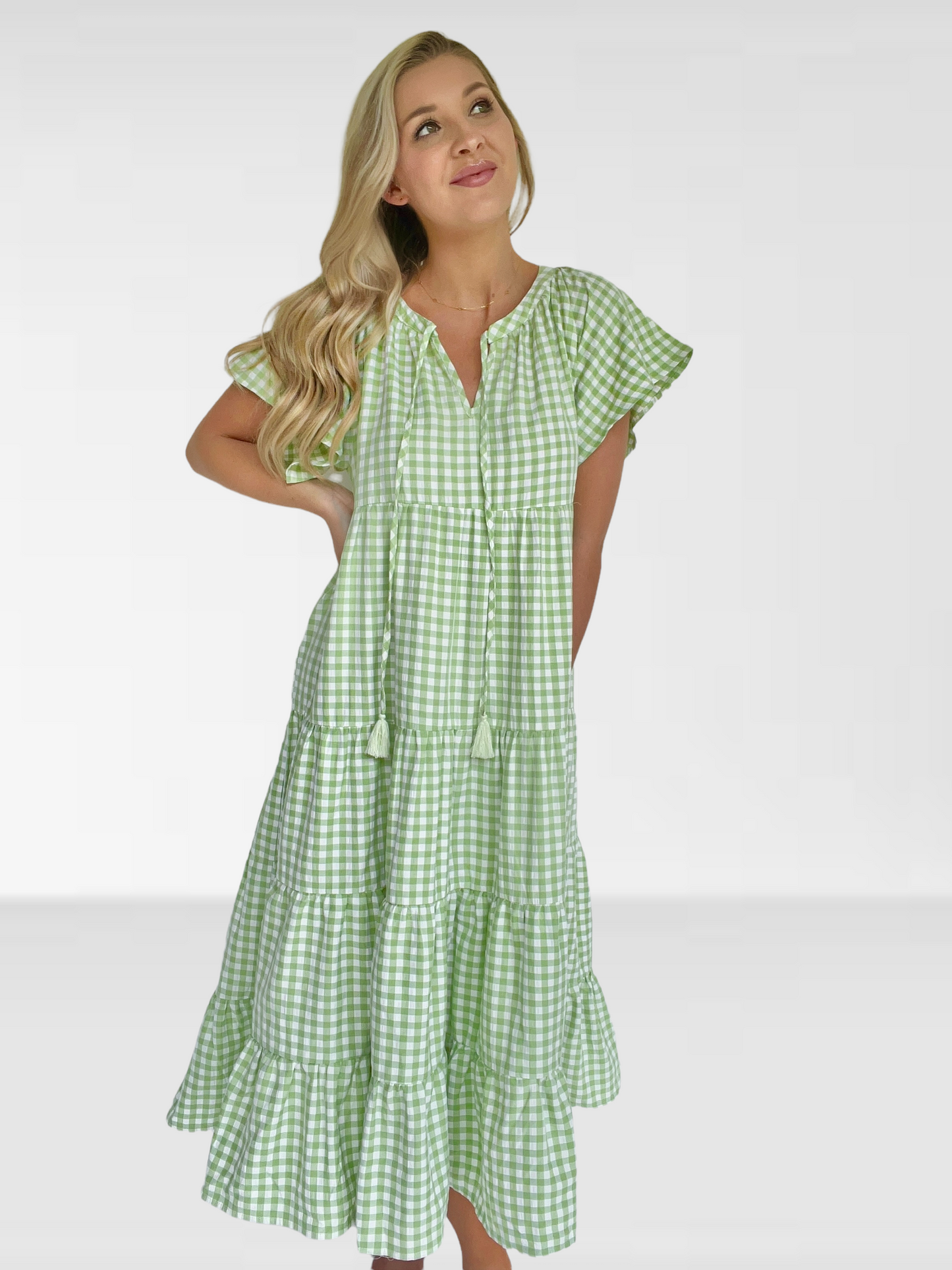 Gingham Tiered Maxi Dress