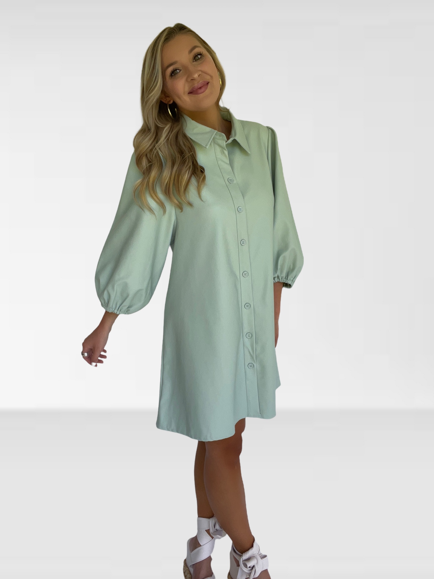 Soft Mint Leather Dress