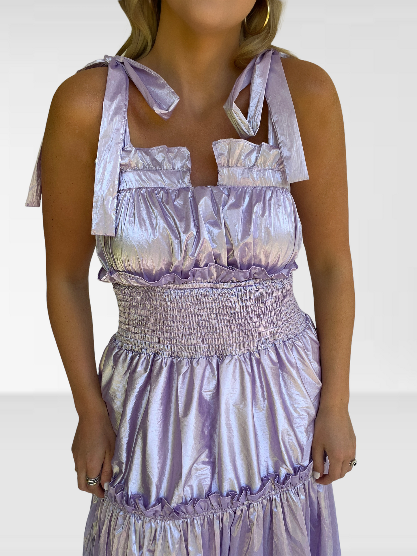 Lilac Shimmer Midi Dress