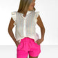 Neon Stitch Ruffle Top